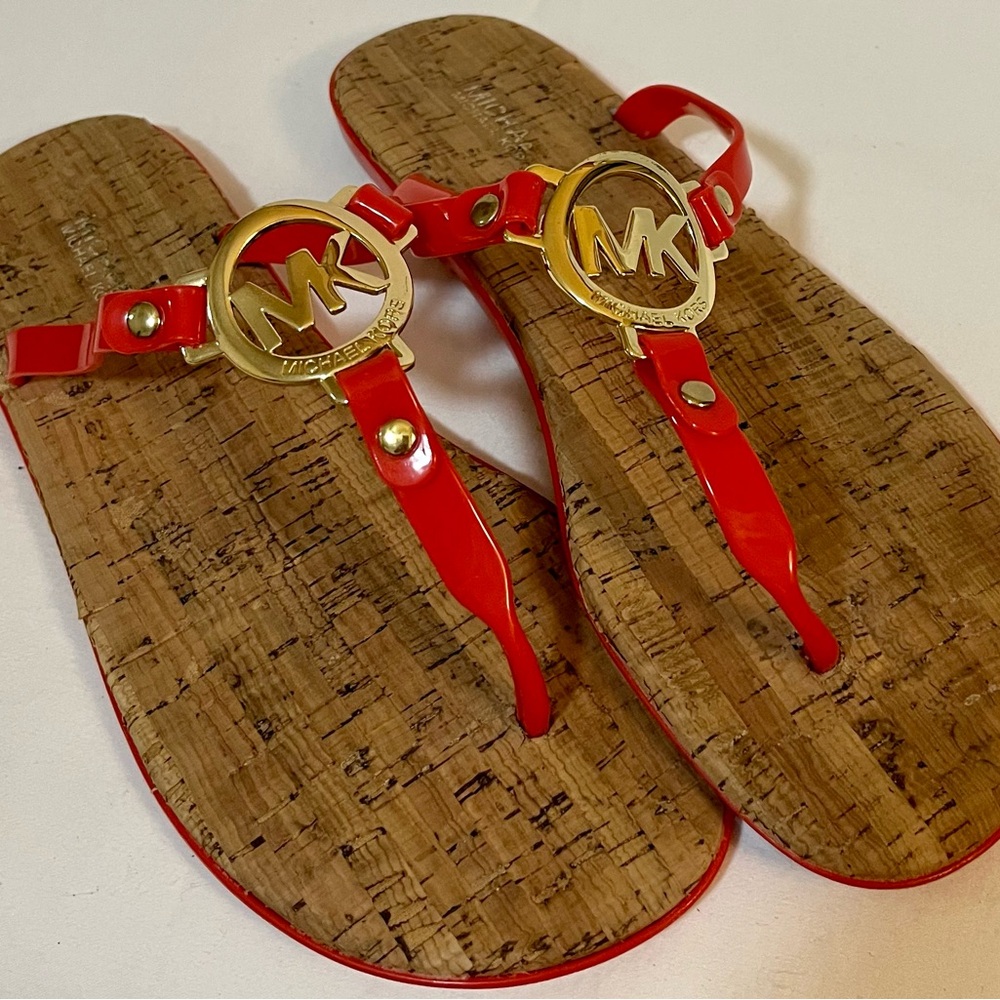 Michael Kors Charm Jelly T-Strap Thong Sandal Slide Flip-Flop Orange